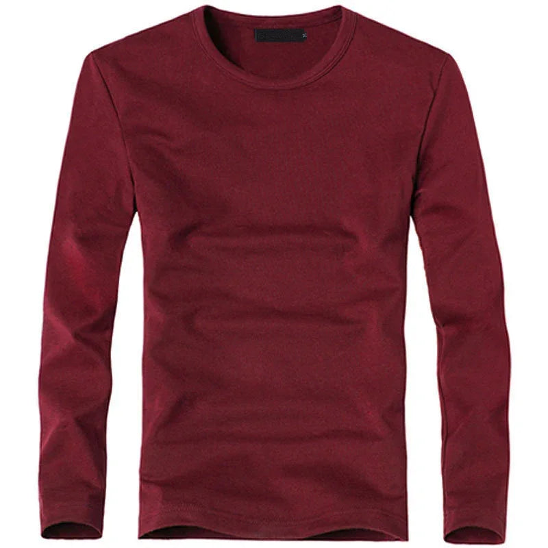 2026 Elastic Mens T-Shirt V-Neck Long Sleeve Men T Shirt For Male T-Shirts Man Clothing TShirt Brand New Solid Color Tops Tees