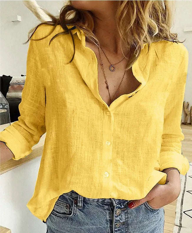 Elegant Cotton Linen Shirts Women