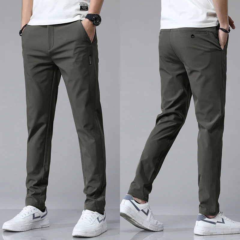 5 Colors Spring Summer Ultra-thin Men's Stretch Slim Straight Casual Pants High Quality