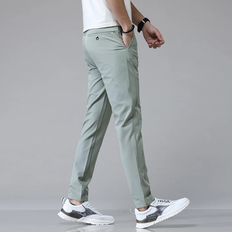 5 Colors Spring Summer Ultra-thin Men's Stretch Slim Straight Casual Pants High Quality