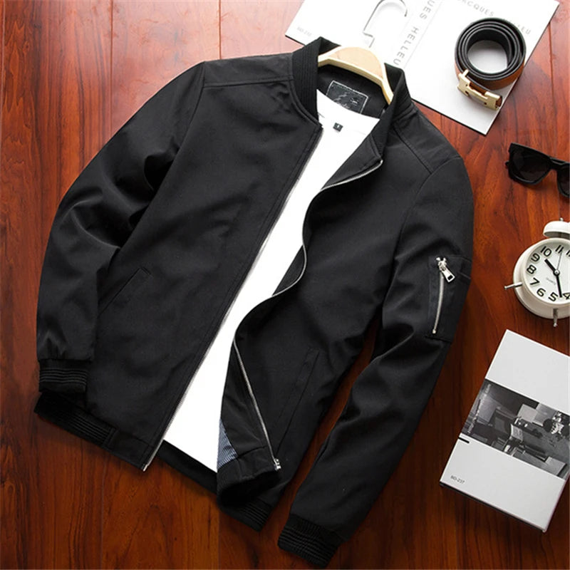 Men Bomber Jacket Thin Slim Long Sleeve baseball Jackets