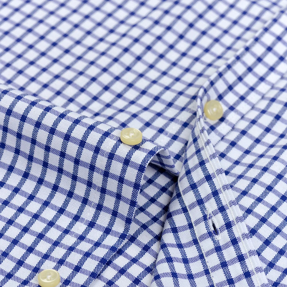 Men's Long Sleeve Oxford Plaid Striped Work Casual Shirt with Pocket, Spring Autumn  Cotton Blend Regular-fit Button-down Shirts