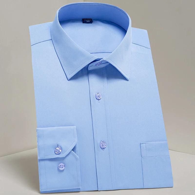 Men's Classic Long Sleeve Standard-fit Dress Shirts Formal Business Social Simple Basic Design White Work Office Casual Shirt