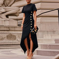 Modigirl Wedding Black Dresses for Women Gold Button Clothes Asymmetrical 2025 Summer Woman