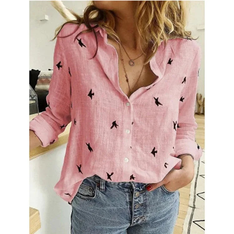 Elegant Cotton Linen Shirts Women