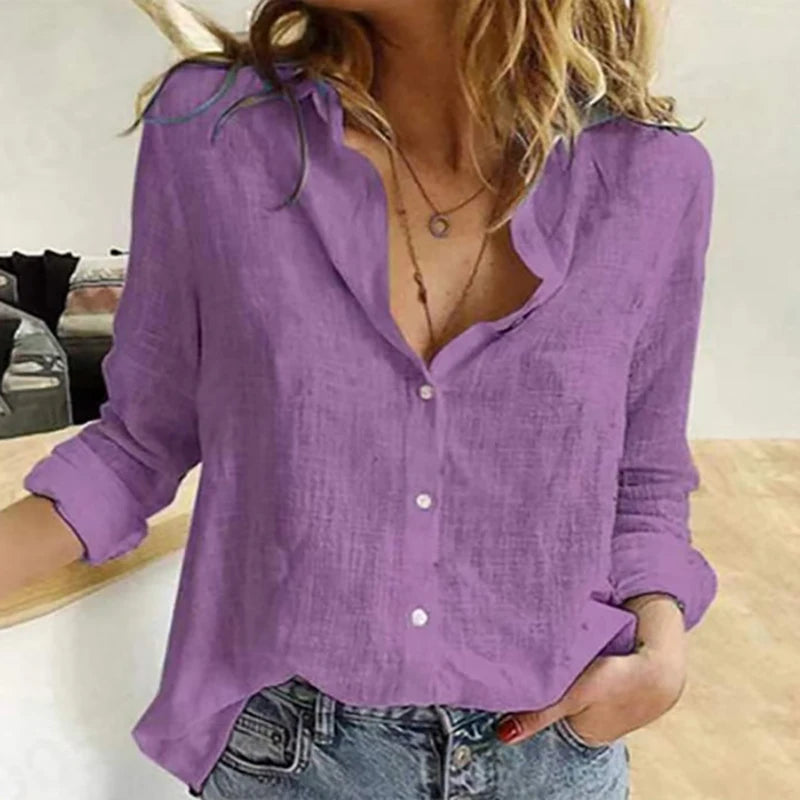 Elegant Cotton Linen Shirts Women