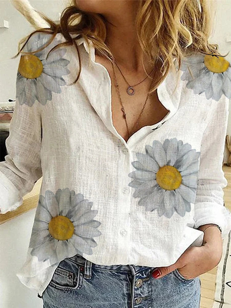 Elegant Cotton Linen Shirts Women