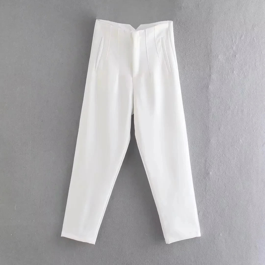 HH Women Elegant Solid Pencil Pants High Waist Pant For Women Casual Streetwear