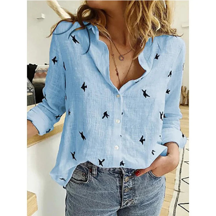 Elegant Cotton Linen Shirts Women