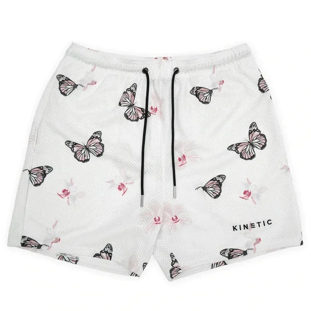 Summer New men short pant Rose Design Casual Shorts Street Hip Hop Fitness Polyester Fast Dry Breathable Embroidery Men Shorts