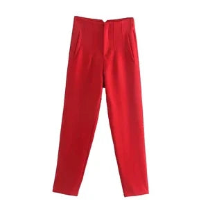 HH Women Elegant Solid Pencil Pants High Waist Pant For Women Casual Streetwear