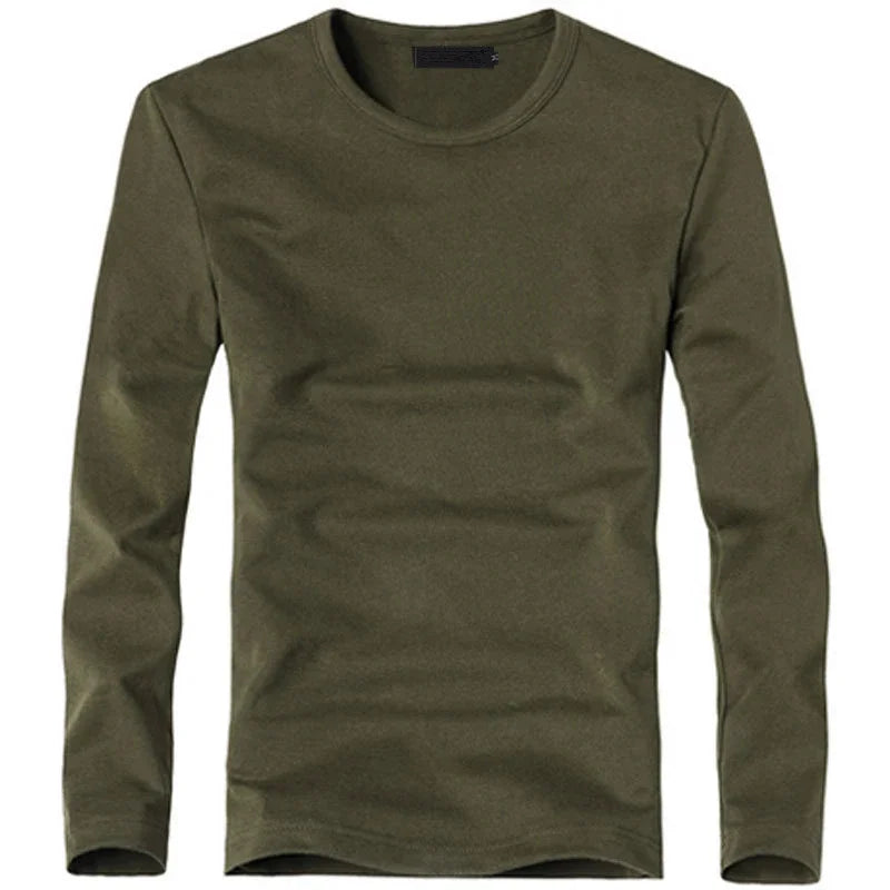 2026 Elastic Mens T-Shirt V-Neck Long Sleeve Men T Shirt For Male T-Shirts Man Clothing TShirt Brand New Solid Color Tops Tees