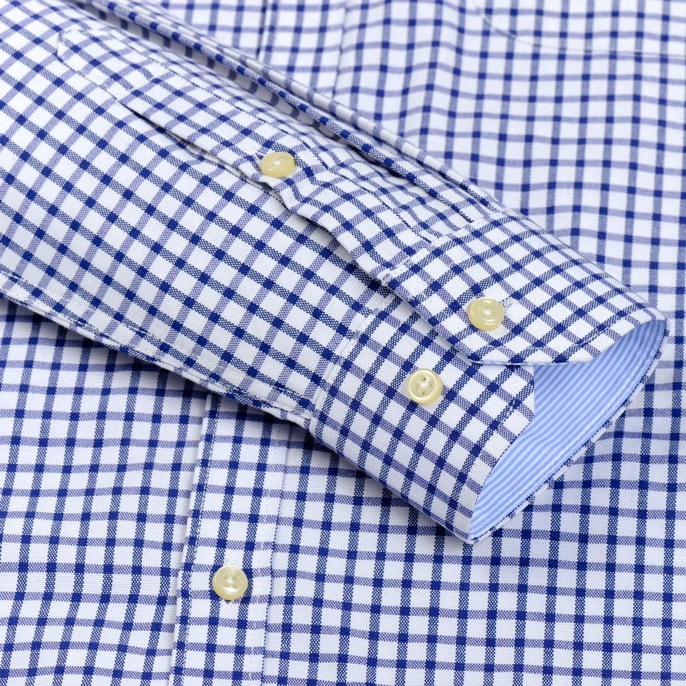 Men's Long Sleeve Oxford Plaid Striped Work Casual Shirt with Pocket, Spring Autumn  Cotton Blend Regular-fit Button-down Shirts