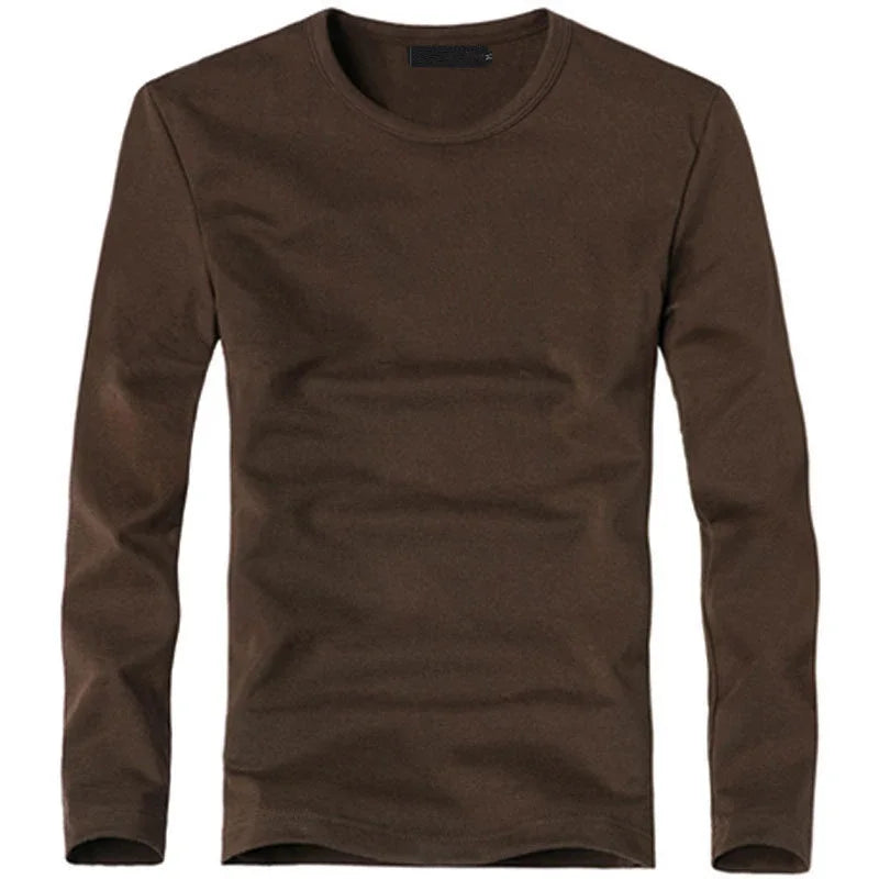 2026 Elastic Mens T-Shirt V-Neck Long Sleeve Men T Shirt For Male T-Shirts Man Clothing TShirt Brand New Solid Color Tops Tees