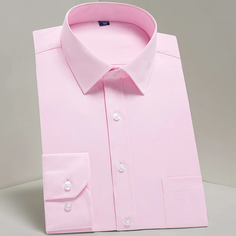 Men's Classic Long Sleeve Standard-fit Dress Shirts Formal Business Social Simple Basic Design White Work Office Casual Shirt