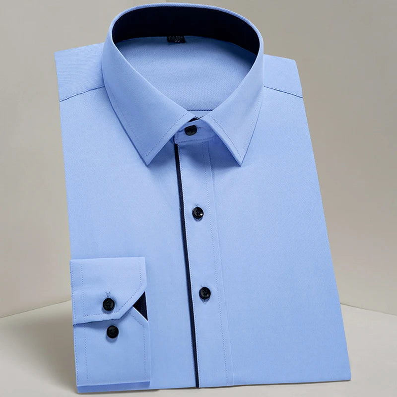 Men's Classic Long Sleeve Standard-fit Dress Shirts Formal Business Social Simple Basic Design White Work Office Casual Shirt
