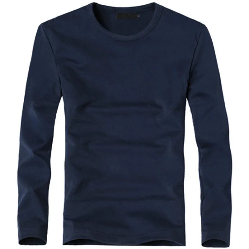 2026 Elastic Mens T-Shirt V-Neck Long Sleeve Men T Shirt For Male T-Shirts Man Clothing TShirt Brand New Solid Color Tops Tees