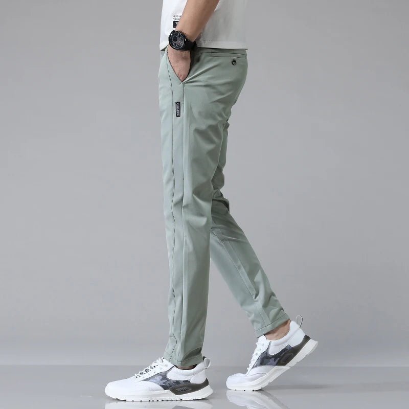 5 Colors Spring Summer Ultra-thin Men's Stretch Slim Straight Casual Pants High Quality