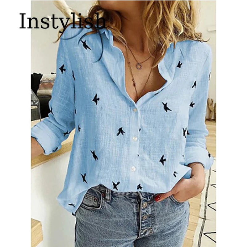 Elegant Cotton Linen Shirts Women