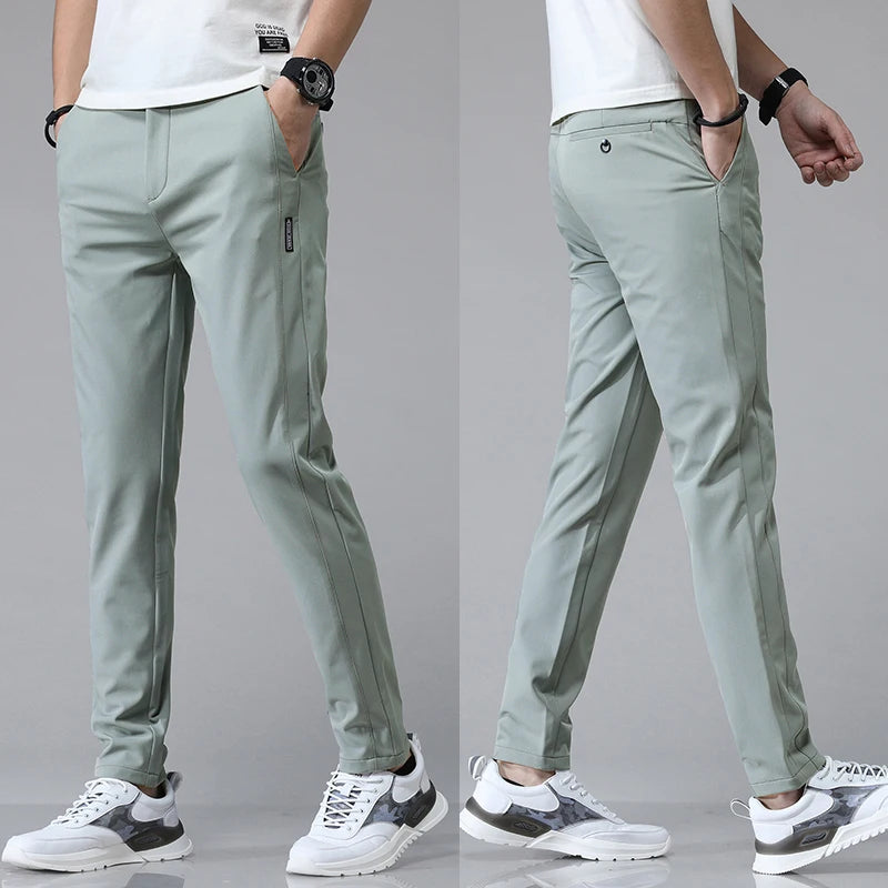5 Colors Spring Summer Ultra-thin Men's Stretch Slim Straight Casual Pants High Quality
