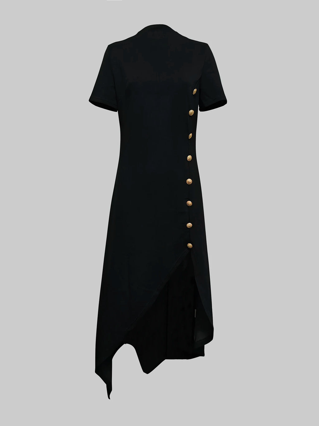 Modigirl Wedding Black Dresses for Women Gold Button Clothes Asymmetrical 2025 Summer Woman