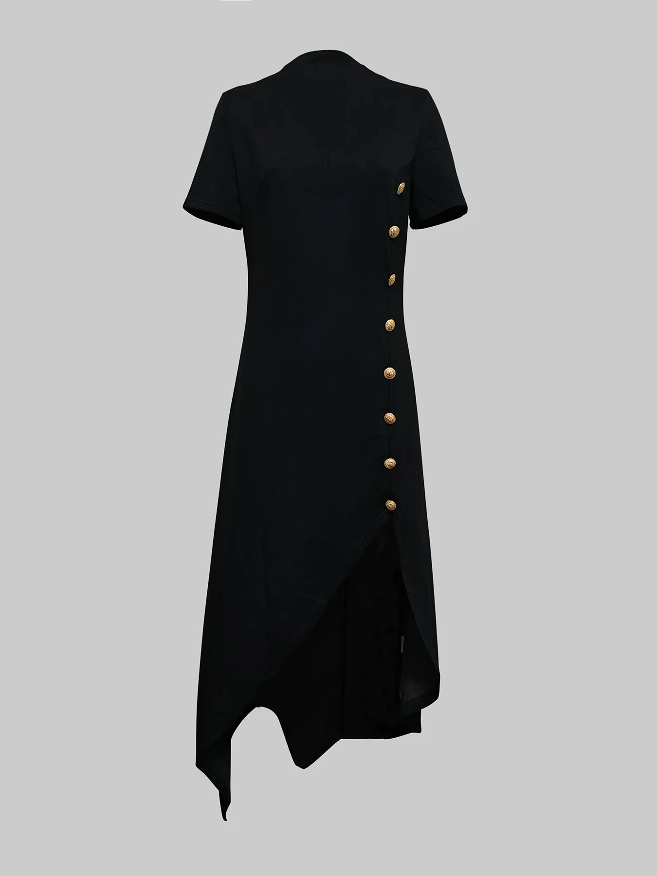 Modigirl Wedding Black Dresses for Women Gold Button Clothes Asymmetrical 2025 Summer Woman