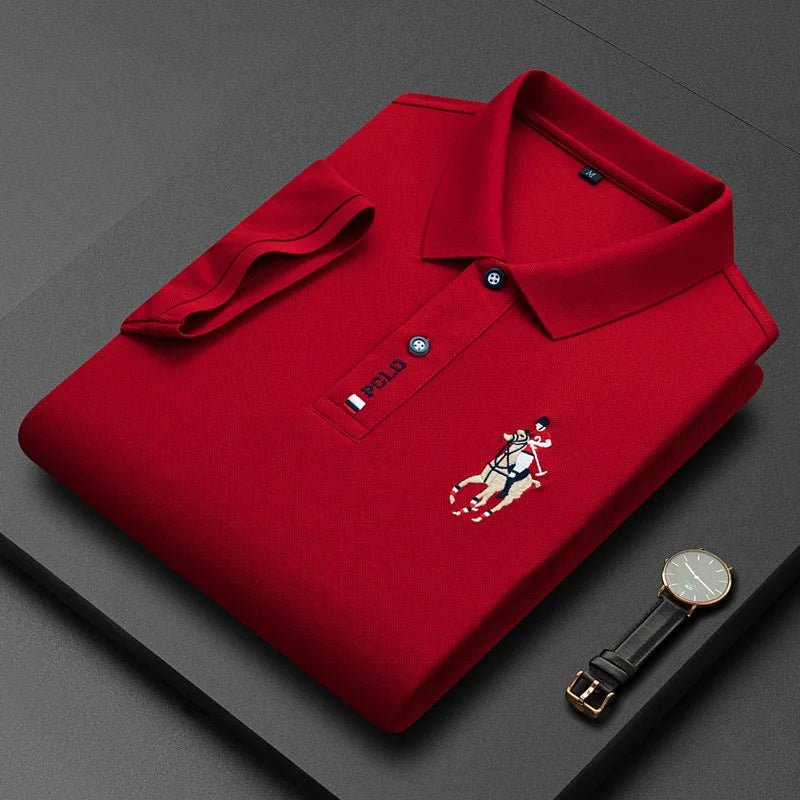 Brand Embroidered Men's Pure Cotton Popsicle Cotton Short Sleeved Polo Shirt Summer New Business