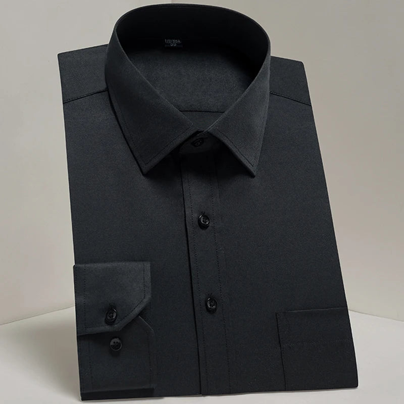 Men's Classic Long Sleeve Standard-fit Dress Shirts Formal Business Social Simple Basic Design White Work Office Casual Shirt