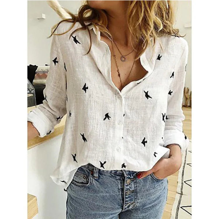 Elegant Cotton Linen Shirts Women