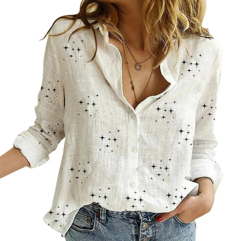 Elegant Cotton Linen Shirts Women