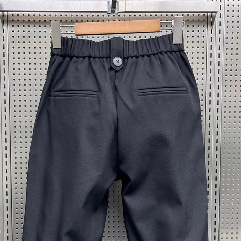 2024 New Spring and Autumn Fashion Brand Wrinkled and Handsome High Waist Button Loose Casual Harlan Suit Pants for Men