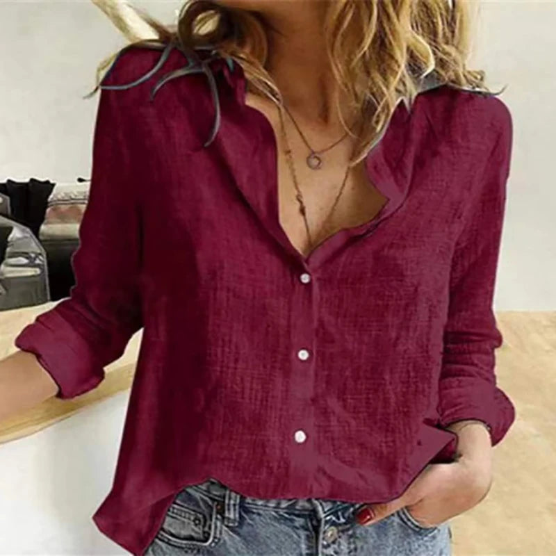 Elegant Cotton Linen Shirts Women