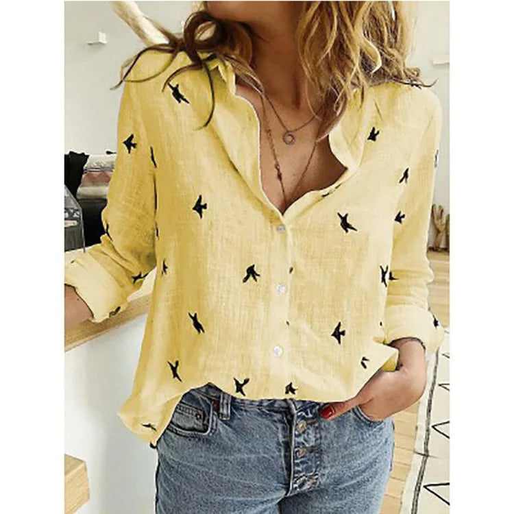 Elegant Cotton Linen Shirts Women